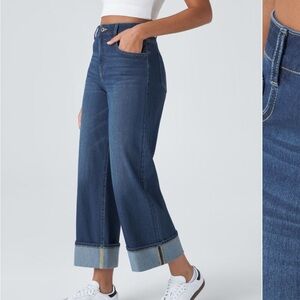 Halara High Waisted Rolled Hem Wide Leg Pants XS